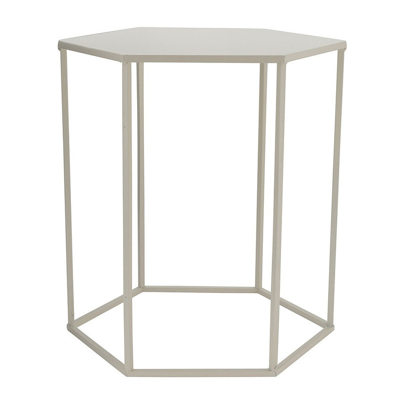 Bijzettafeltje 6-kant - wit - 40x45x50 cm