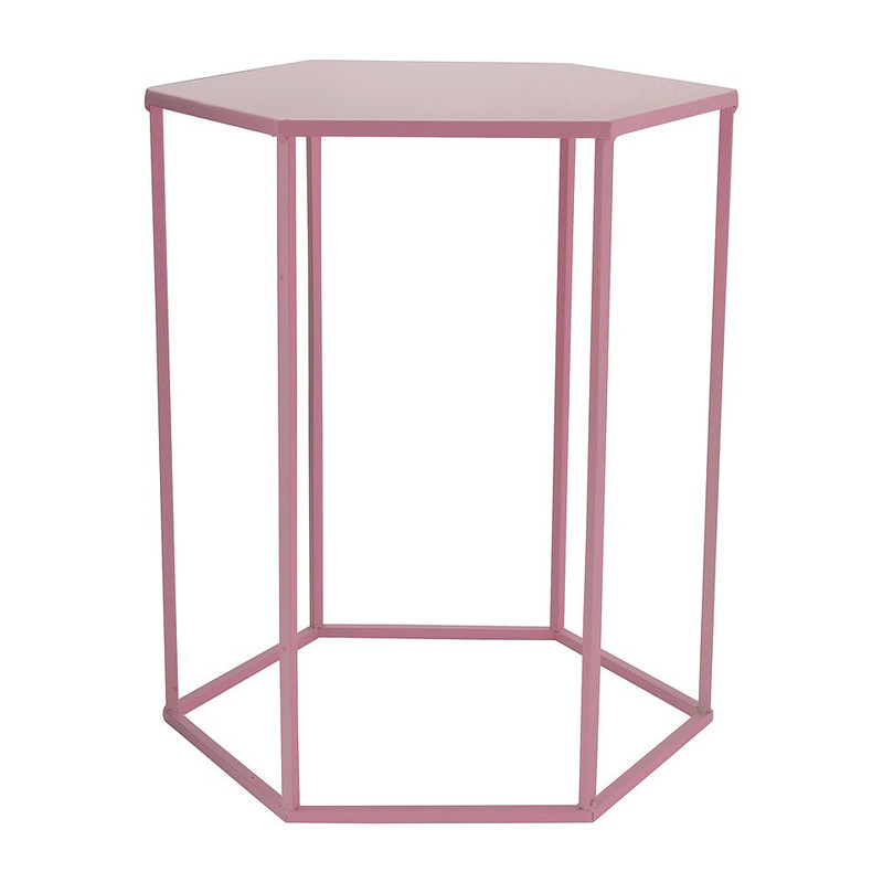 Bijzettafeltje 6-kant - roze - 35x40x45 cm
