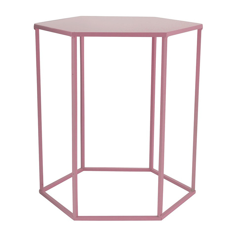 Bijzettafeltje 6-kant - roze - 40x45x50 cm