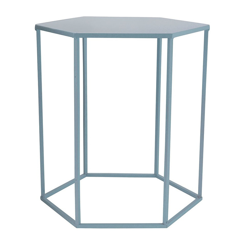 Bijzettafeltje 6-kant - blauw - 40x45x50 cm