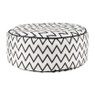 Poef rond zigzag - 40x20 cm - zwart/wit 
