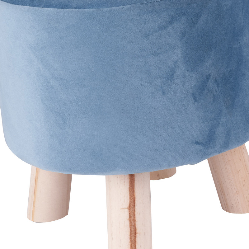 Krukje velvet met mini pootjes - blauw - ø28x28 cm 