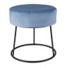 Krukje velvet met metalen pootjes - blauw - ø33x34 cm 