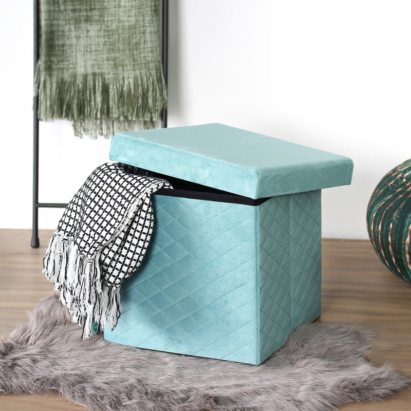 Opbergpoef opvouwbaar - blauw - 38x38x38 cm 