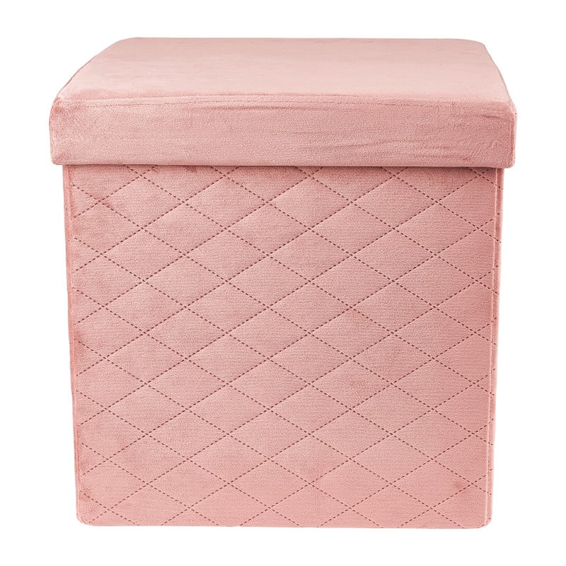 Opbergpoef opvouwbaar - oud roze - 38x38x38 cm 