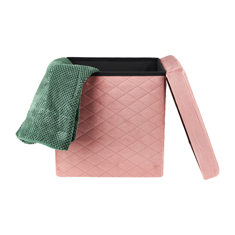 Opbergpoef opvouwbaar - oud roze - 38x38x38 cm 