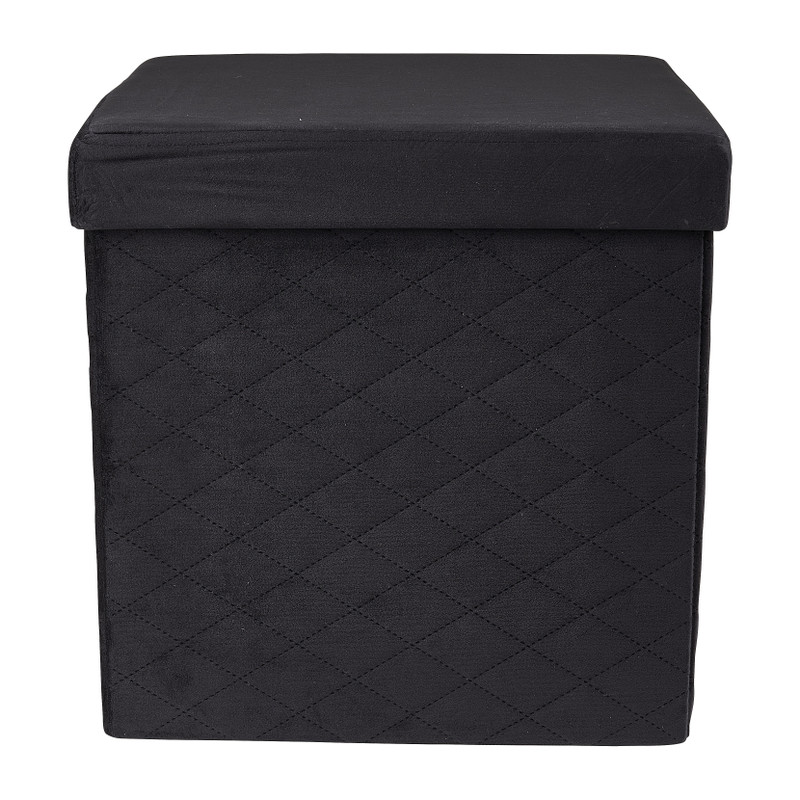 Opbergpoef opvouwbaar - zwart - 38x38x38 cm 