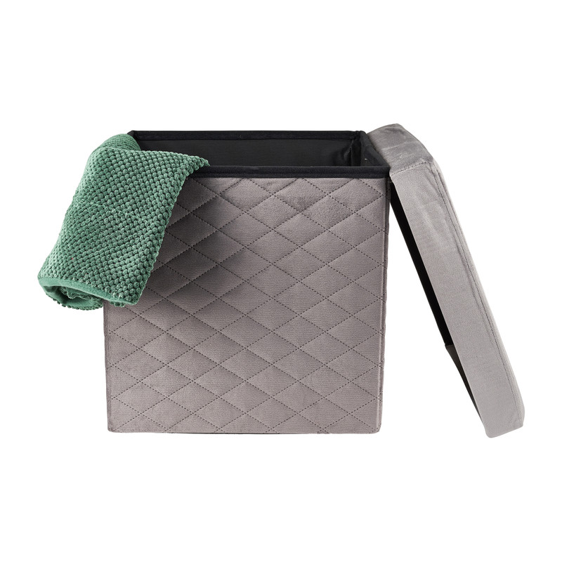 Opbergpoef opvouwbaar - grijs - 38x38x38 cm 