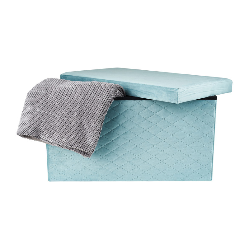 Opbergpoef opvouwbaar - blauw - 70x38x38 cm 