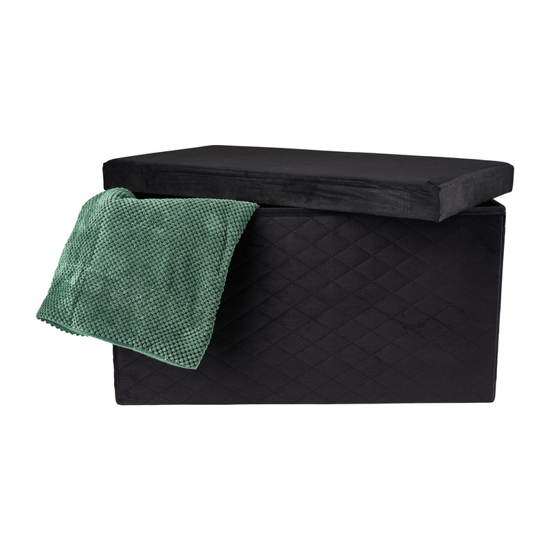Opbergpoef opvouwbaar - zwart - 70x38x38 cm 