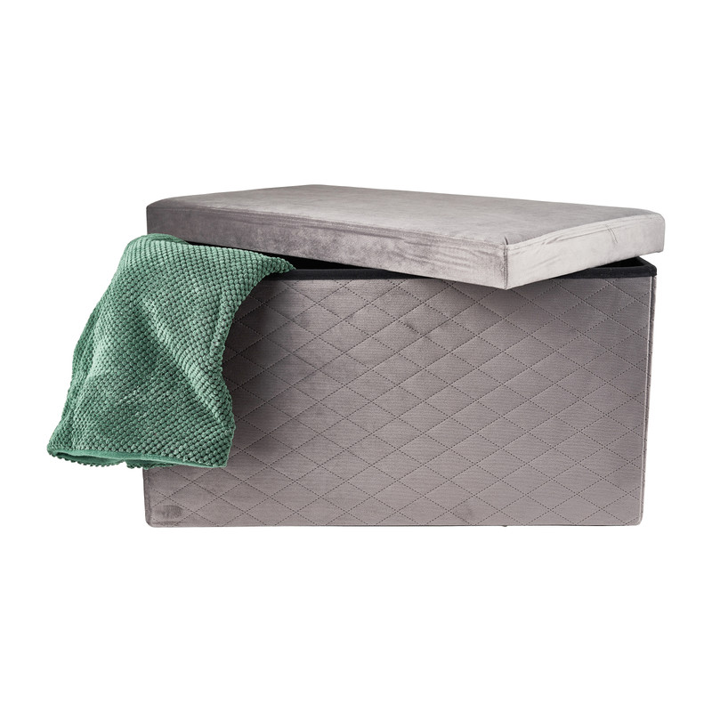 Opbergpoef opvouwbaar - grijs - 70x38x38 cm 