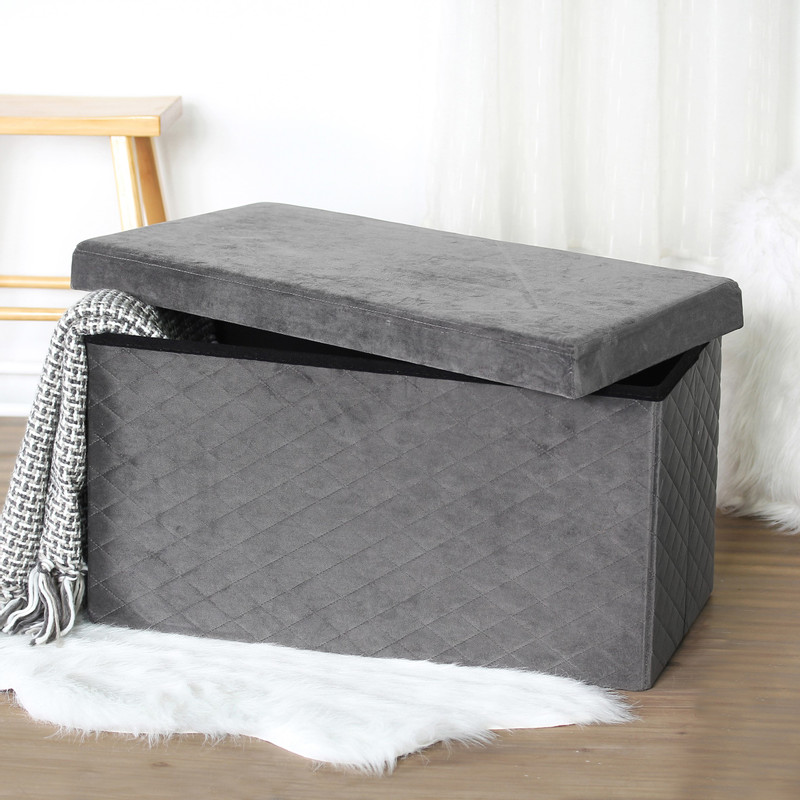 Opbergpoef opvouwbaar - grijs - 70x38x38 cm 