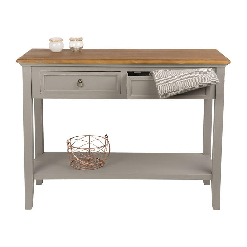 Sidetable met 2 laden - grijs 