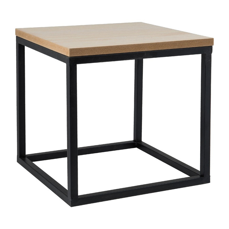 Bijzettafeltje hout/metaal - 30x30x30 cm - zwart