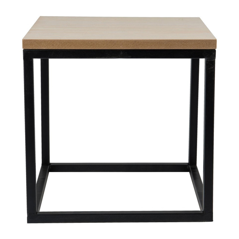Bijzettafeltje hout/metaal - 30x30x30 cm - zwart