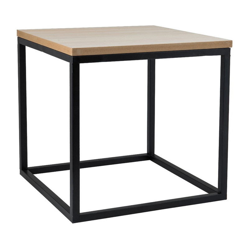 Bijzettafeltje hout/metaal - 35x35x35 cm - zwart