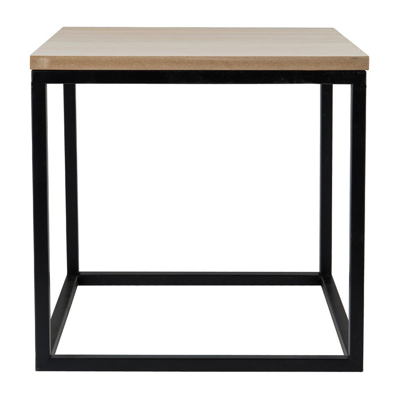 Bijzettafeltje hout/metaal - 35x35x35 cm - zwart