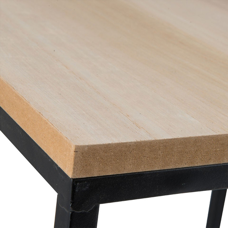 Bijzettafeltje hout/metaal - 35x35x35 cm - zwart