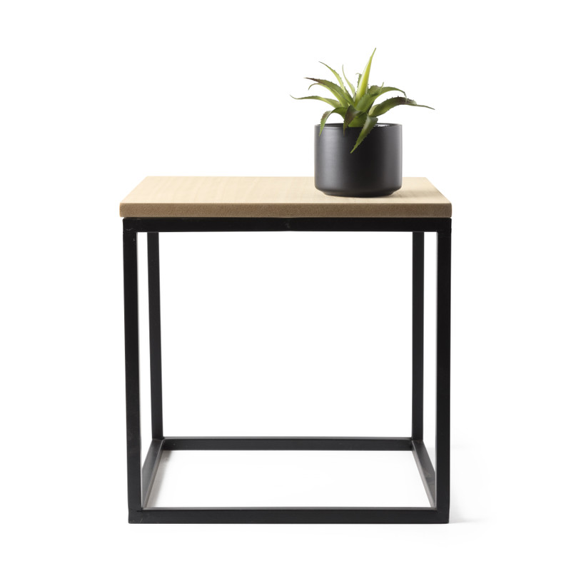 Bijzettafeltje hout/metaal - 35x35x35 cm - zwart