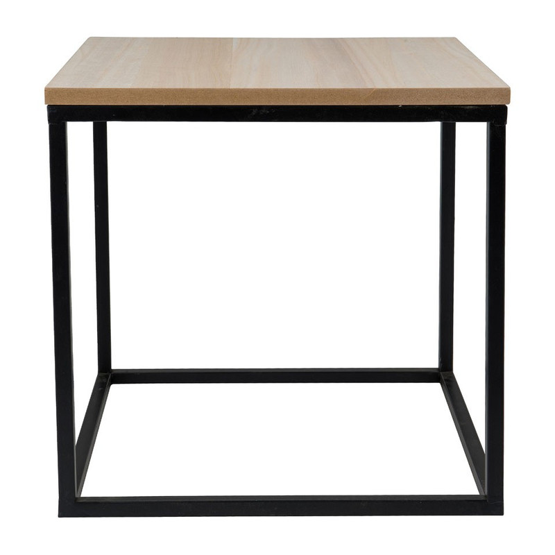 Bijzettafeltje hout/metaal - 40x40x40 cm - zwart