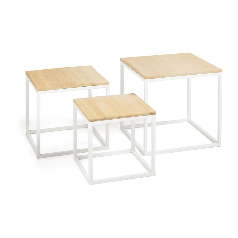 Bijzettafel met metalen frame - 40x40x40 cm