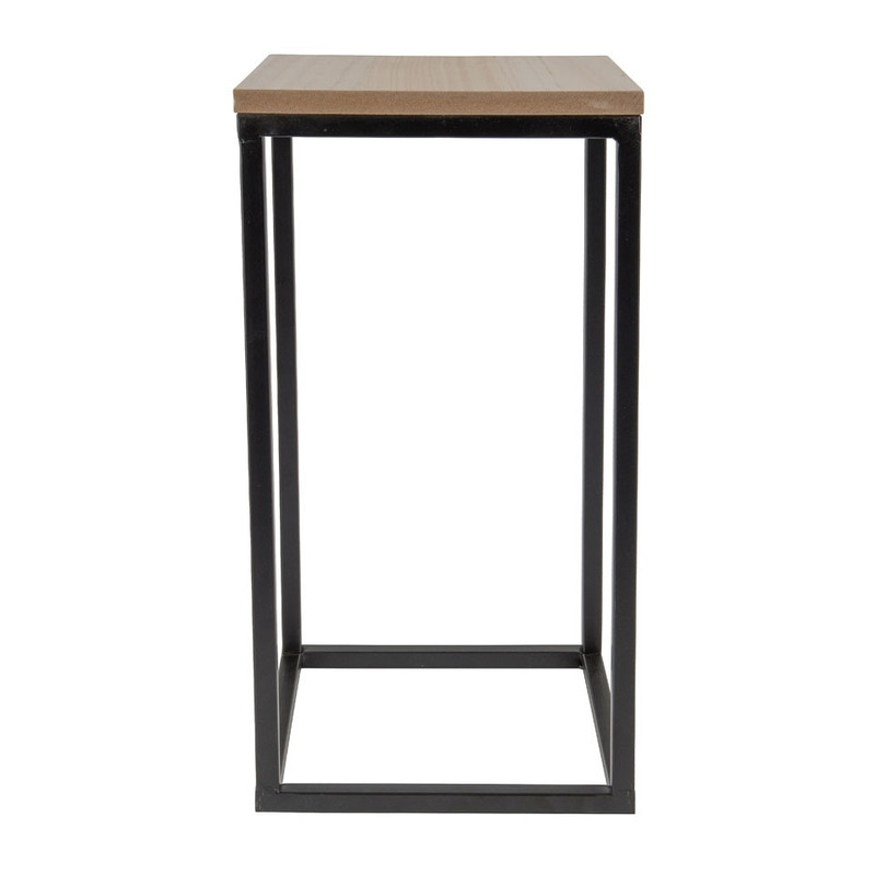 Tafeltje hout/metaal - 25x25x50 cm - zwart