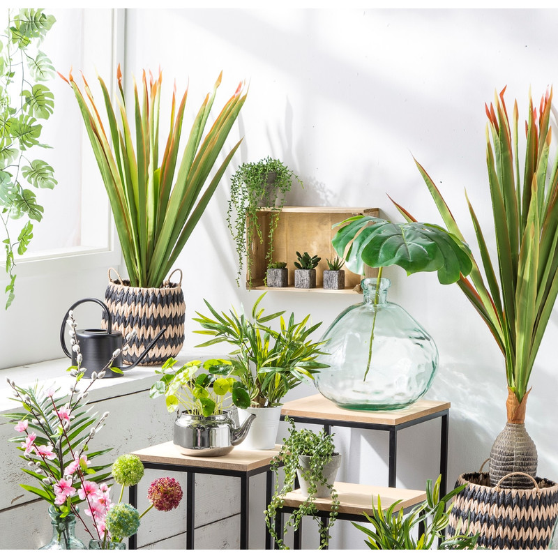 Tafeltje hout/metaal - 25x25x50 cm - zwart