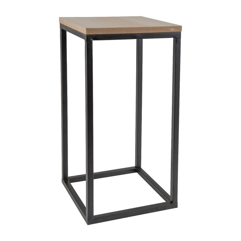 Tafeltje hout/metaal - 30x30x52 cm - zwart