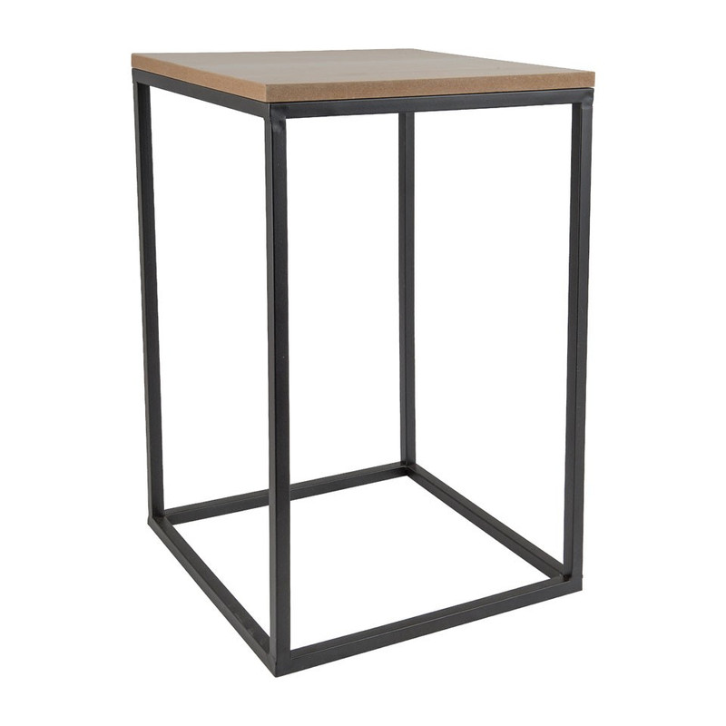Tafeltje hout/metaal - 35x35x55 cm - zwart