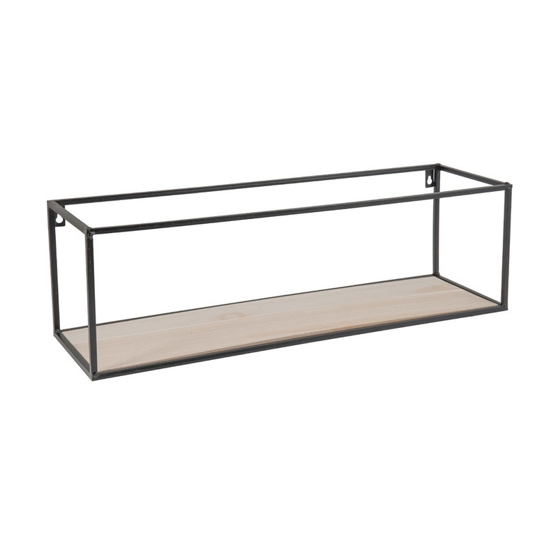 Wandplankje hout/metaal - 60x18x19 - zwart