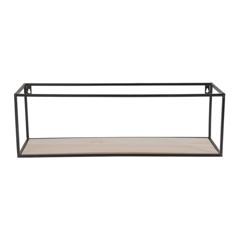 Wandplankje hout/metaal - 60x18x19 - zwart