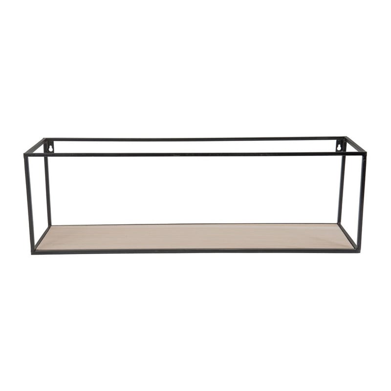 Wandplankje hout/metaal - 70x18x22 - zwart