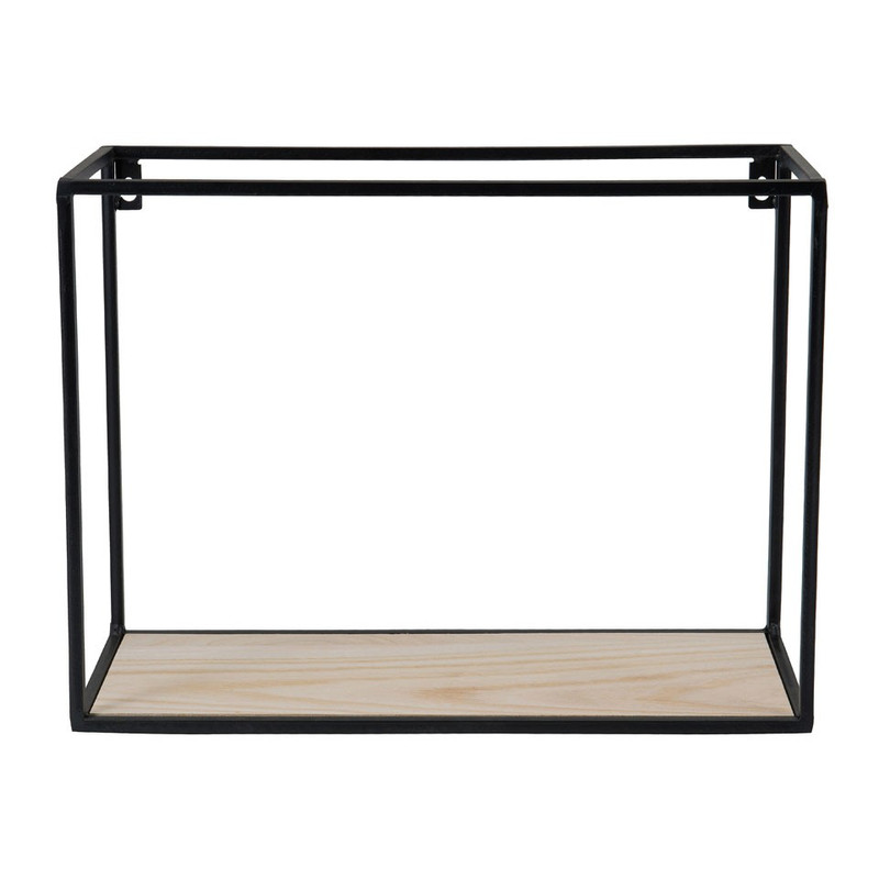 Wandplankje hout/metaal - 40x18x30 cm - zwart