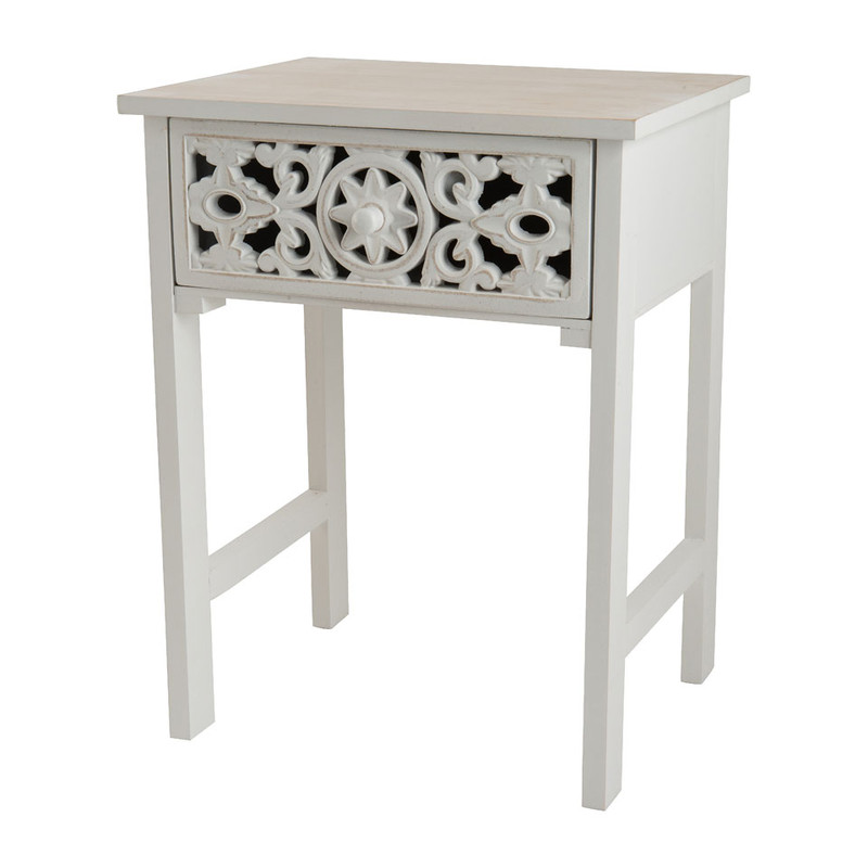 Bijzettafeltje Fez - wit - 36x29x46,5 cm