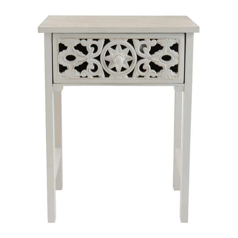 Bijzettafeltje Fez - wit - 36x29x46,5 cm