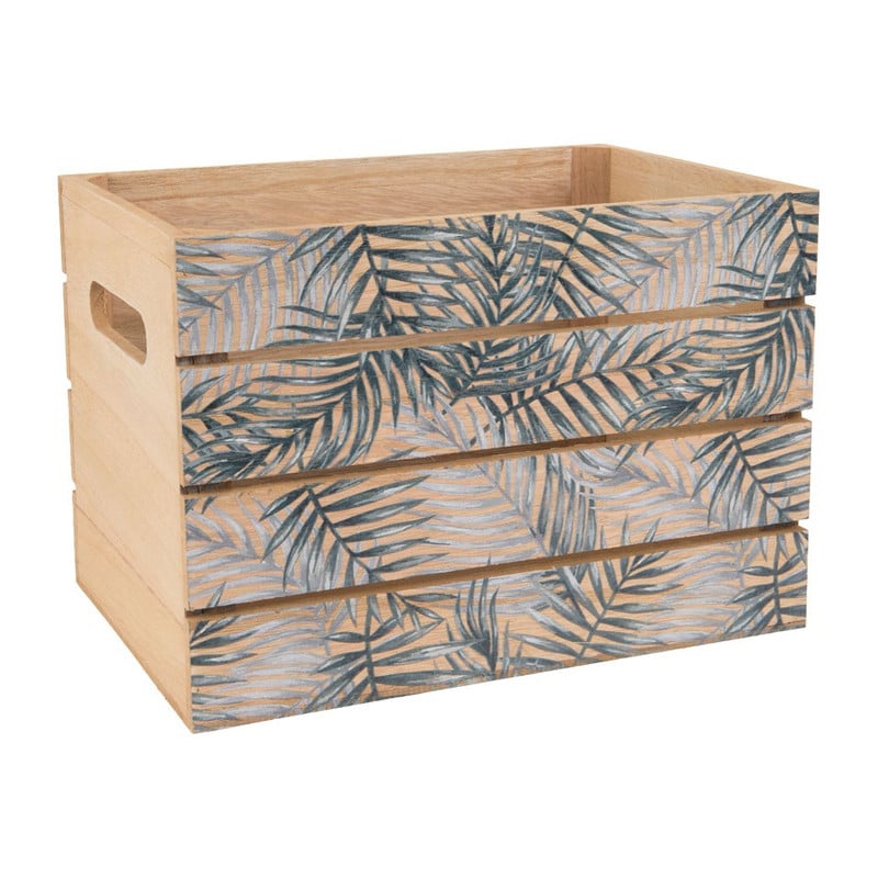 Krat met bladdecor klein - MDF - 26x18,5x18,5 cm