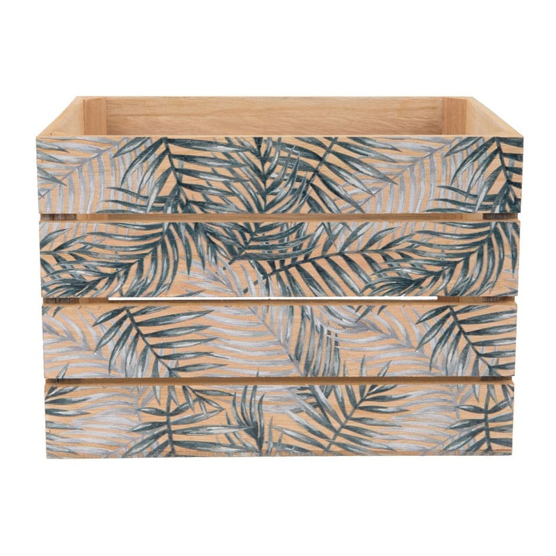 Krat met bladdecor klein - MDF - 26x18,5x18,5 cm