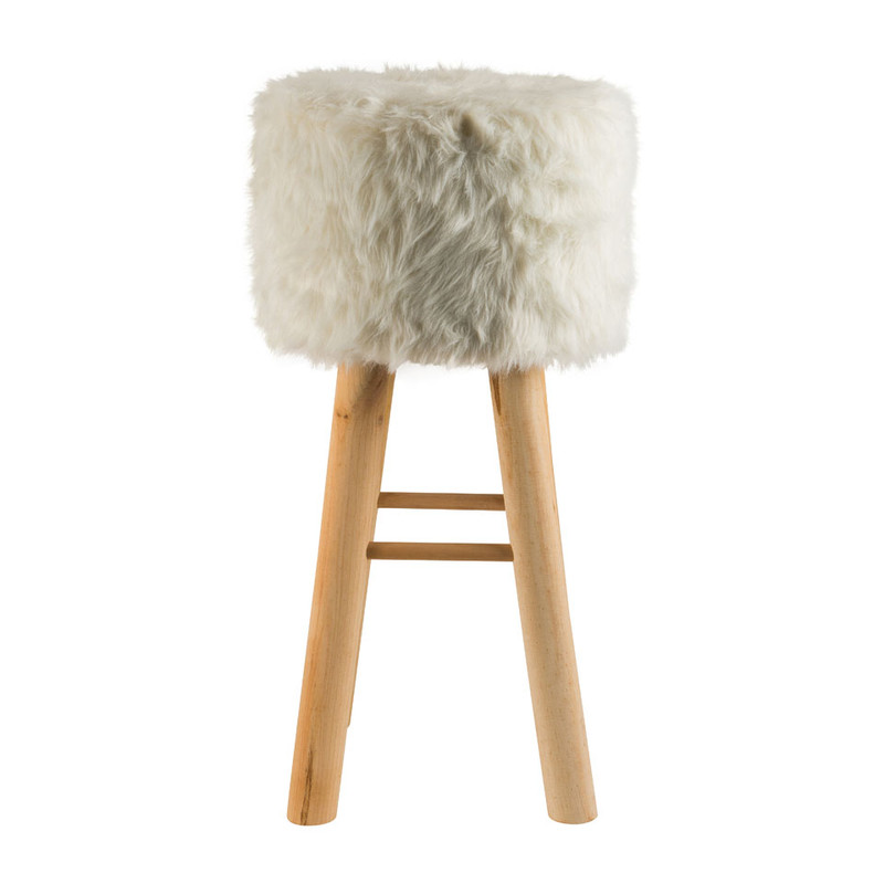 Barkruk imitatiebont - 33 x 70 cm - wit