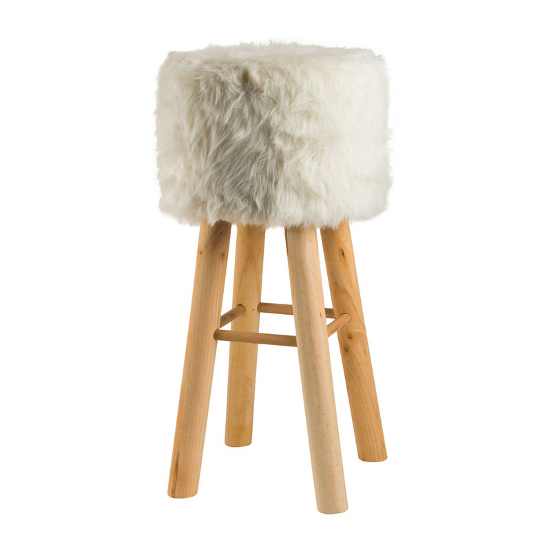 Barkruk imitatiebont - 33 x 70 cm - wit