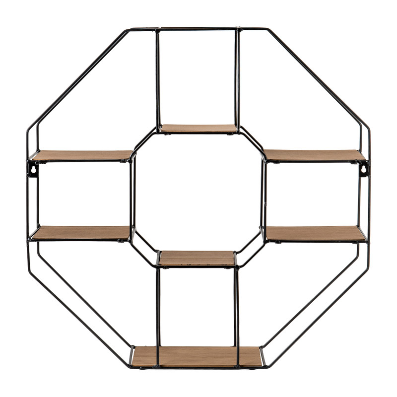 Wandrekje 6-hoekig met plankjes - 55x11x55 cm 