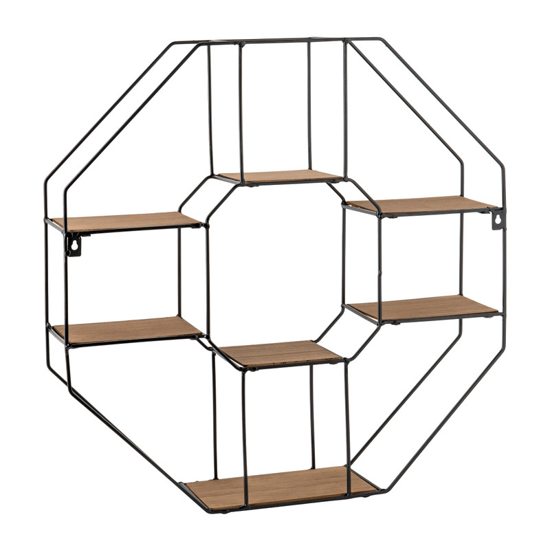 Wandrekje 6-hoekig met plankjes - 55x11x55 cm 