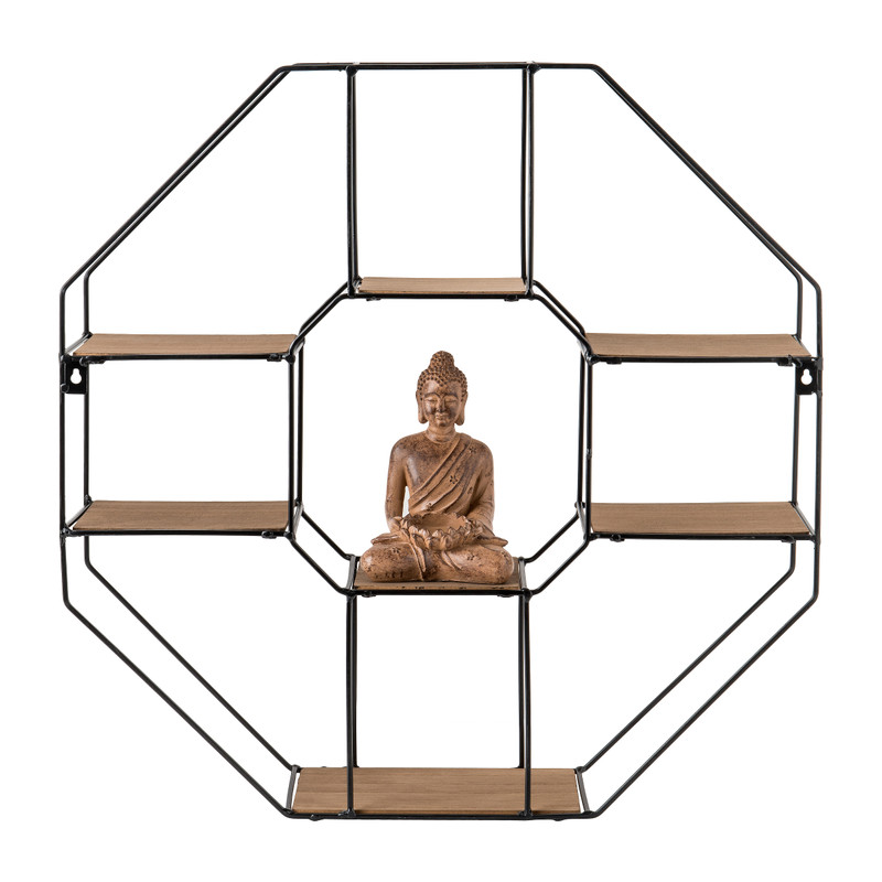 Wandrekje 6-hoekig met plankjes - 55x11x55 cm 