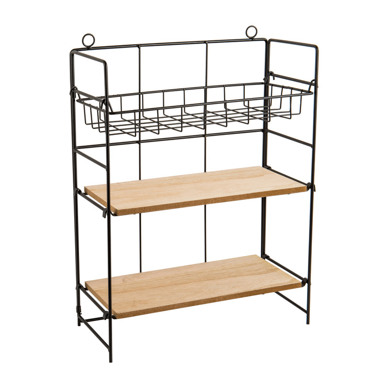 Wandrekje met plankjes en mandje - 36x17x47 cm