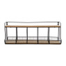 Wandrekje met 5 vakjes en plank - metaal en hout - 60x14x23 cm