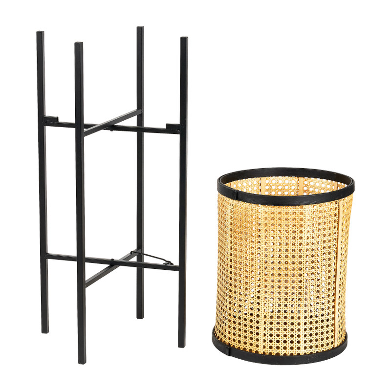 Webbing lantaarn op voetjes - rotan - Ø31x75 cm 