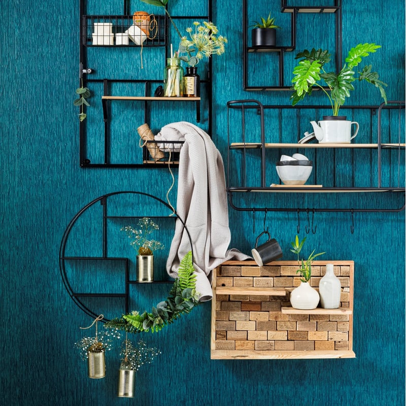 Wandkastje rond met 4 planken - 50x10x55 cm