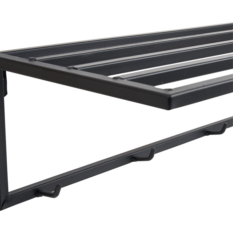 Kapstok met plank - zwart - metaal