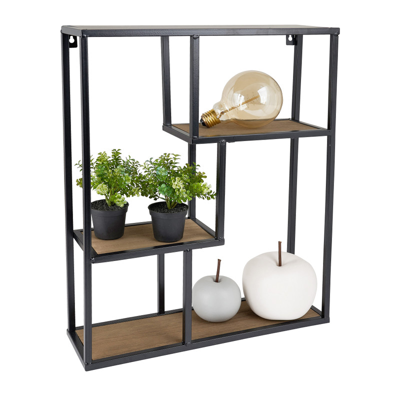 Wandvakkenkast - hout/metaal - 40x12x50 cm 