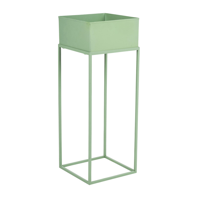 Bloembak metaal op standaard - groen - 25x25x68 cm