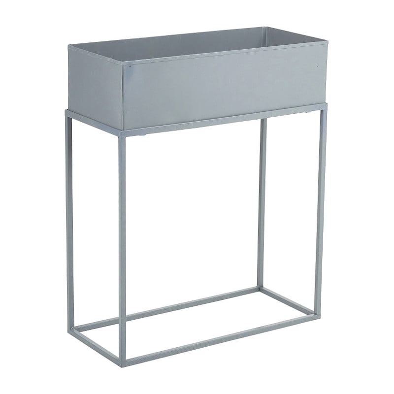 Bloembak metaal op standaard - grijs - 45x20x55 cm